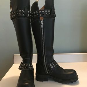 John Fluevog black leather knee high boots